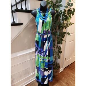 Giovanny New York Multicolor Polyester Round Neck Sleeveless Long Maxi Dress 12
